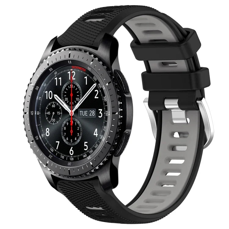 Samsung Galaxy Watch3 45mm、Samsung Galaxy Watch 46mm、Samsung Gear S3 Classic、Samsung Gear S3 Frontier 用22mmスポーツ二色スチールバックルシリコンウォッチバンド