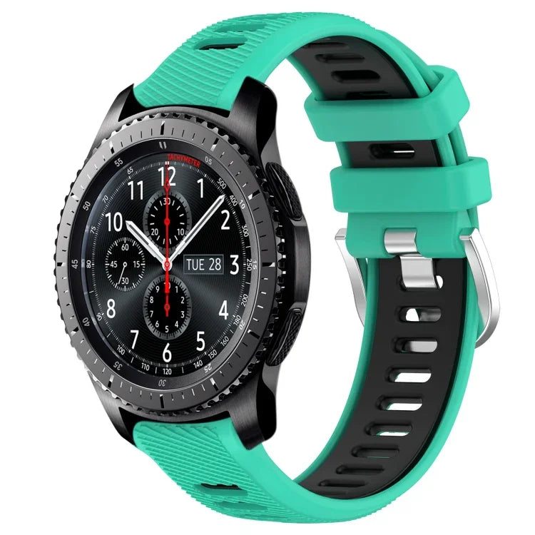 Samsung Galaxy Watch3 45mm、Samsung Galaxy Watch 46mm、Samsung Gear S3 Classic、Samsung Gear S3 Frontier 用22mmスポーツ二色スチールバックルシリコンウォッチバンド