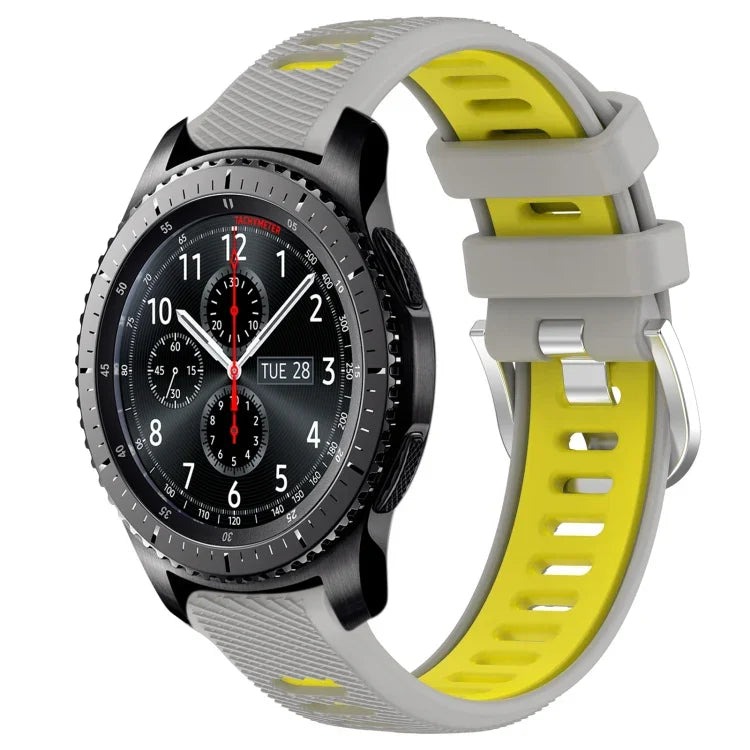 Samsung Galaxy Watch3 45mm、Samsung Galaxy Watch 46mm、Samsung Gear S3 Classic、Samsung Gear S3 Frontier 用22mmスポーツ二色スチールバックルシリコンウォッチバンド