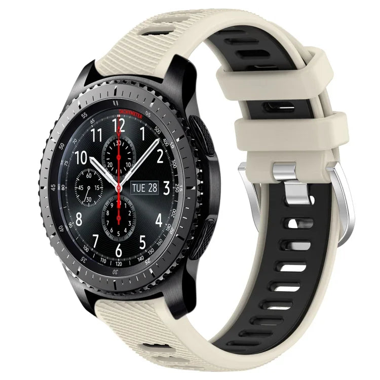 Samsung Galaxy Watch3 45mm、Samsung Galaxy Watch 46mm、Samsung Gear S3 Classic、Samsung Gear S3 Frontier 用22mmスポーツ二色スチールバックルシリコンウォッチバンド