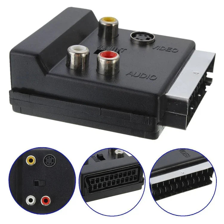 JUNSUNMAY 21ピン Scart オス to メス S-Video 3 RCA アダプタースイッチ可能 入出力 オーディオコンバーター