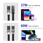 ENKAY ENK-CB134 4-in-1 60W USB-A / Type-C から 8ピン / Type-C ナイロン編み込み磁気急速充電データケーブル、0.15m、1.2m