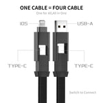 ENKAY ENK-CB134 4-in-1 60W USB-A / Type-C から 8ピン / Type-C ナイロン編み込み磁気急速充電データケーブル、0.15m、1.2m