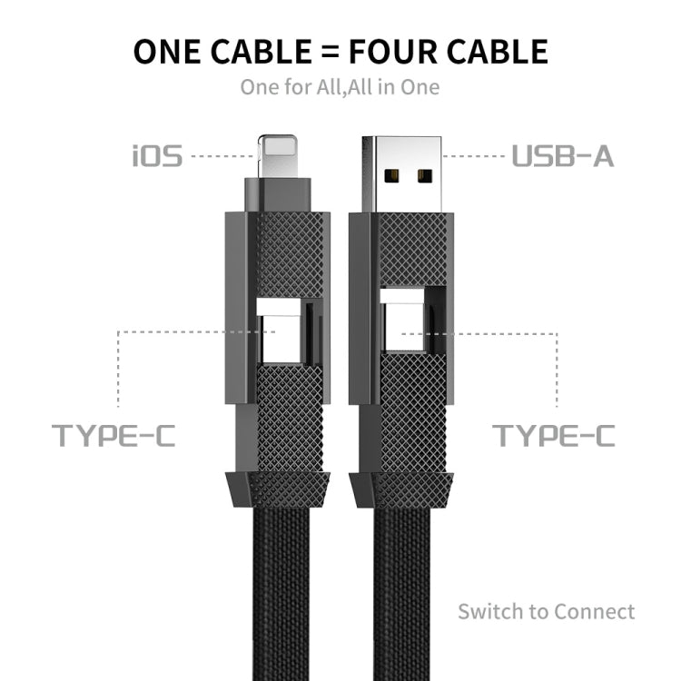 ENKAY ENK-CB134 4-in-1 60W USB-A / Type-C から 8ピン / Type-C ナイロン編み込み磁気急速充電データケーブル、0.15m、1.2m