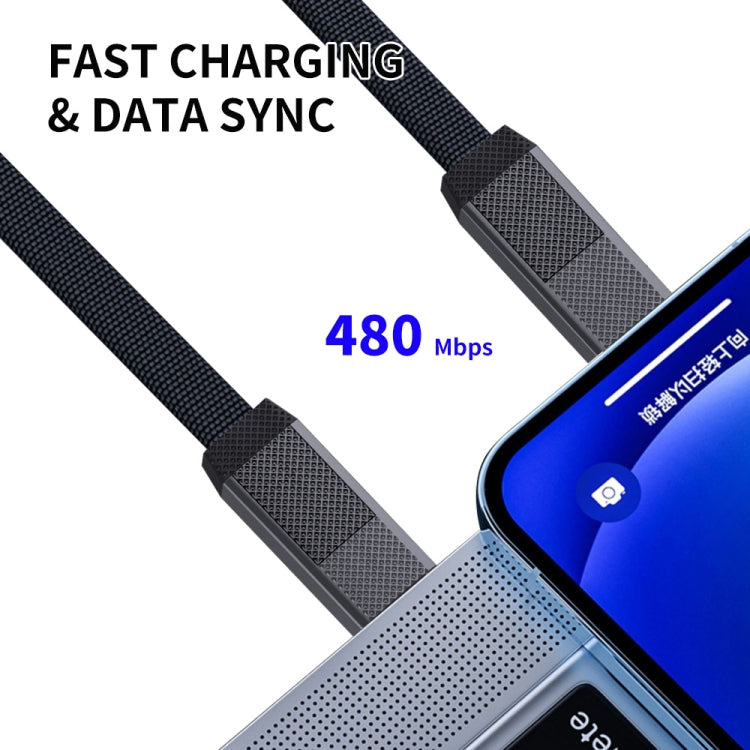 ENKAY ENK-CB134 4-in-1 60W USB-A / Type-C から 8ピン / Type-C ナイロン編み込み磁気急速充電データケーブル、0.15m、1.2m