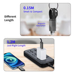 ENKAY ENK-CB134 4-in-1 60W USB-A / Type-C から 8ピン / Type-C ナイロン編み込み磁気急速充電データケーブル、0.15m、1.2m