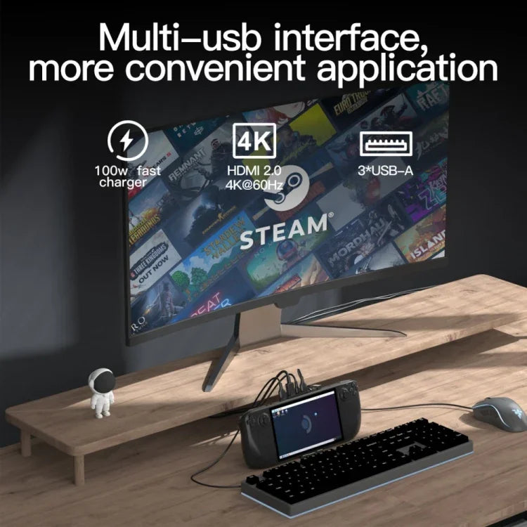 V266 Steam Deck 用 5イン1 ブラケットドッキングステーション充電ベース 4K/60Hz USB3.0対応、V266 5イン1