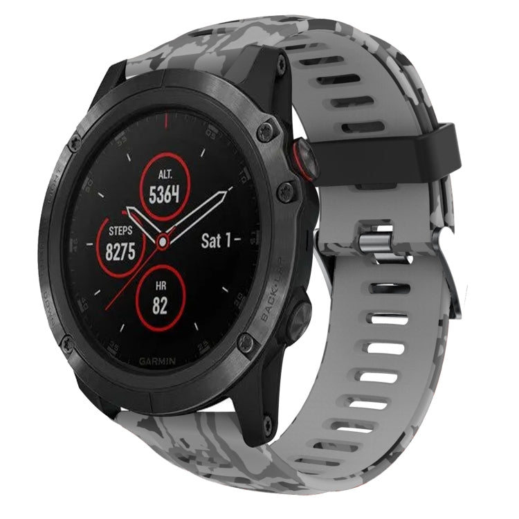 26mm Camouflage Printed Silicone Watch Band, For Garmin Enduro, For Garmin Fenix 6X, For Garmin Fenix 6X Pro, For Garmin Fenix 6X Sapphire, For Garmin Fenix 5X Sapphire, For Garmin Fenix 5X Plus, For Garmin Fenix 3, For Garmin Fenix 3 HR