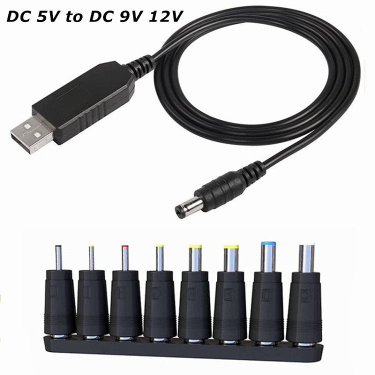DC 5VからDC 9V 12VへのUSB電圧昇圧コンバーターケーブル、1A昇圧トランスフォーマー電源調整ケーブル、LEDディスプレイ付き、DC 5VからDC 9V 12V