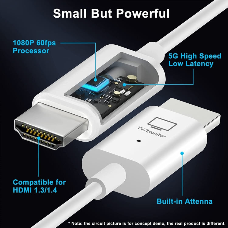 ワイヤレス HDMI 送信機・受信機キット、HDMI ワイヤレスエクステンダーアダプター、1080P 60fps ビデオオーディオ投影 PC、ノートパソコン、カメラから HDTV/プロジェクターへ
