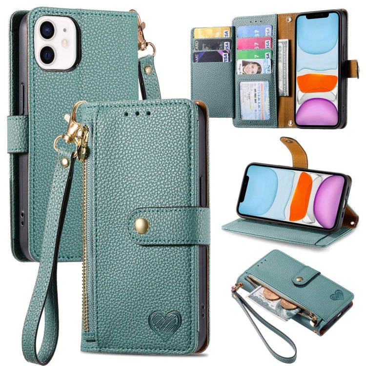 ラブジッパー ストラップ付きレザー電話ケース、iPhone 11用、iPhone 11 Pro用、iPhone X / XS用、iPhone XR用、iPhone XS Max用、iPhone 7 Plus / 8 Plus用、iPhone 6 Plus / 6s Plus用、iPhone 6 / 6s用