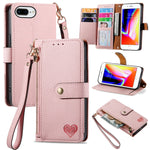 ラブジッパー ストラップ付きレザー電話ケース、iPhone 11用、iPhone 11 Pro用、iPhone X / XS用、iPhone XR用、iPhone XS Max用、iPhone 7 Plus / 8 Plus用、iPhone 6 Plus / 6s Plus用、iPhone 6 / 6s用