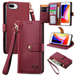 ラブジッパー ストラップ付きレザー電話ケース、iPhone 11用、iPhone 11 Pro用、iPhone X / XS用、iPhone XR用、iPhone XS Max用、iPhone 7 Plus / 8 Plus用、iPhone 6 Plus / 6s Plus用、iPhone 6 / 6s用