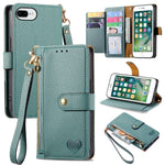 ラブジッパー ストラップ付きレザー電話ケース、iPhone 11用、iPhone 11 Pro用、iPhone X / XS用、iPhone XR用、iPhone XS Max用、iPhone 7 Plus / 8 Plus用、iPhone 6 Plus / 6s Plus用、iPhone 6 / 6s用