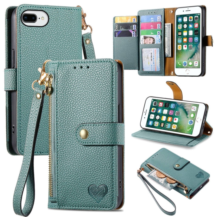 ラブジッパー ストラップ付きレザー電話ケース、iPhone 11用、iPhone 11 Pro用、iPhone X / XS用、iPhone XR用、iPhone XS Max用、iPhone 7 Plus / 8 Plus用、iPhone 6 Plus / 6s Plus用、iPhone 6 / 6s用