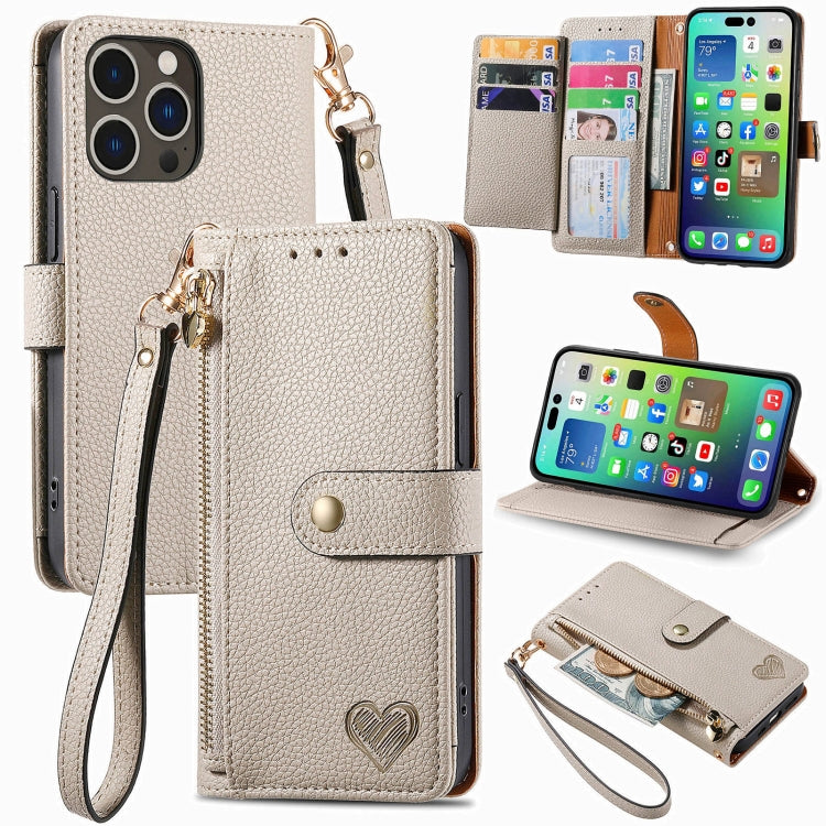 ラブジッパー ランヤード レザー電話ケース、iPhone 17e / 16e用、iPhone 17 Pro Max用、iPhone 17 Pro用、iPhone 17用、iPhone Air用、iPhone 16 Pro Max用、iPhone 16 Pro用、iPhone 16 Plus用