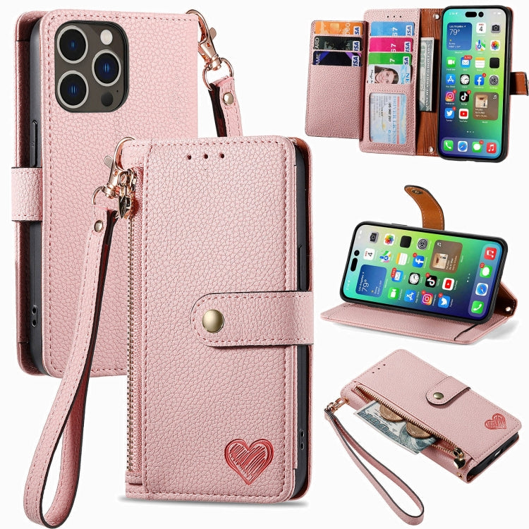 ラブジッパー ランヤード レザー電話ケース、iPhone 17e / 16e用、iPhone 17 Pro Max用、iPhone 17 Pro用、iPhone 17用、iPhone Air用、iPhone 16 Pro Max用、iPhone 16 Pro用、iPhone 16 Plus用