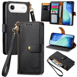 ラブジッパー ランヤード レザー電話ケース、iPhone 17e / 16e用、iPhone 17 Pro Max用、iPhone 17 Pro用、iPhone 17用、iPhone Air用、iPhone 16 Pro Max用、iPhone 16 Pro用、iPhone 16 Plus用