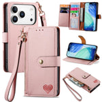 ラブジッパー ランヤード レザー電話ケース、iPhone 17e / 16e用、iPhone 17 Pro Max用、iPhone 17 Pro用、iPhone 17用、iPhone Air用、iPhone 16 Pro Max用、iPhone 16 Pro用、iPhone 16 Plus用