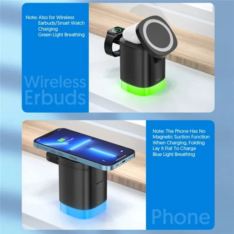 T15 3-in-1 マグネット Magsafe ワイヤレス充電器 折りたたみ充電スタンド iPhone / iWatch / AirPods対応、T15