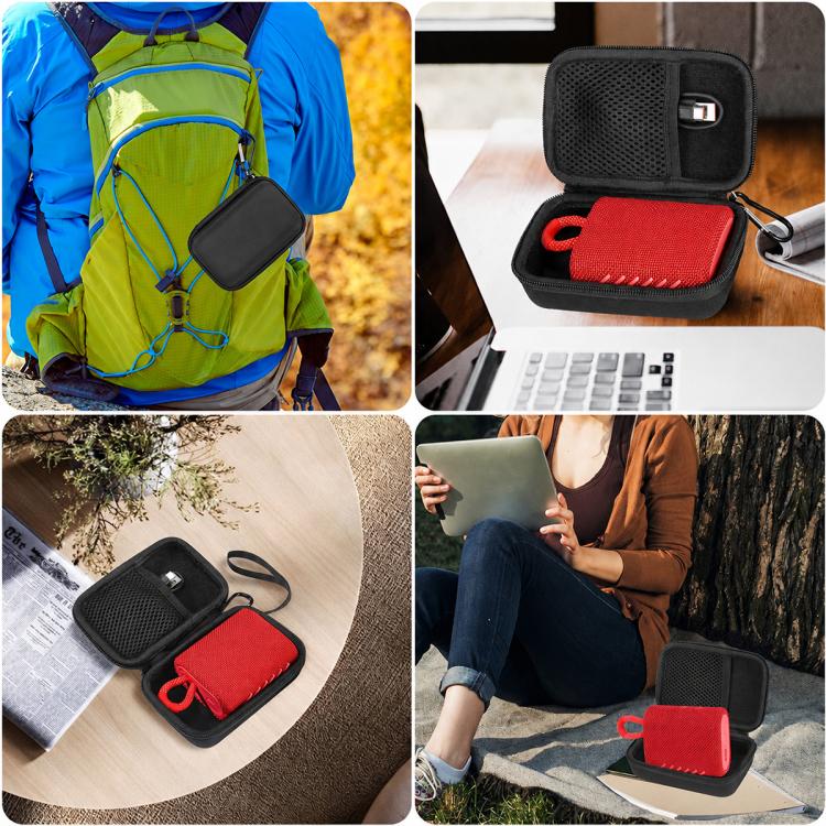 JBL GO3スピーカー用屋外旅行EVAハードシェル保護バッグポータブル収納ボックス、ハンドストラップ付き