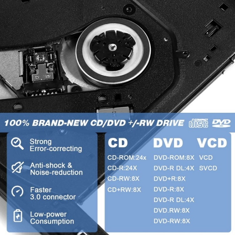 BT638 ノートパソコンデスクトップ外付けUSB 3.0携帯用CDプレーヤー CD-RW光学ドライブバーナー、BT638