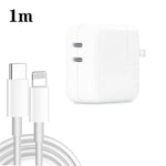 35W PD3.0 USB-C / Type-C デュアルポート充電器、Type-C to 8ピンデータケーブル付き、USプラグ、USプラグ + 1m 8ピンケーブル、USプラグ + 2m 8ピンケーブル