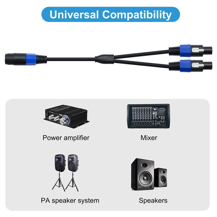 JUNSUNMAY Speakon メス から Speakon オス 2-in-1 オーディオスピーカーアダプターケーブル、長さ：50cm
