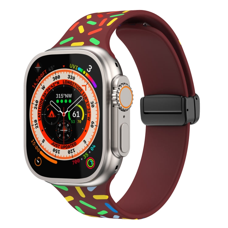 レインボードット シリコン磁気ブラックバックルウォッチバンド、Apple Watch 38mm用