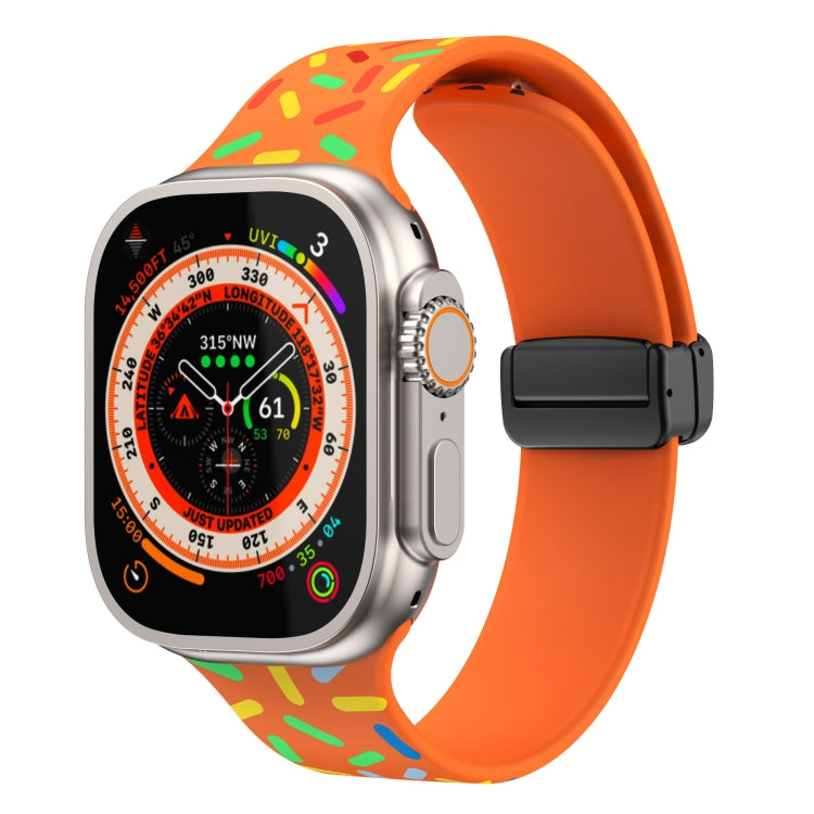 レインボードット シリコン磁気ブラックバックルウォッチバンド、Apple Watch 38mm用