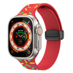 レインボードット シリコン磁気ブラックバックルウォッチバンド、Apple Watch 38mm用