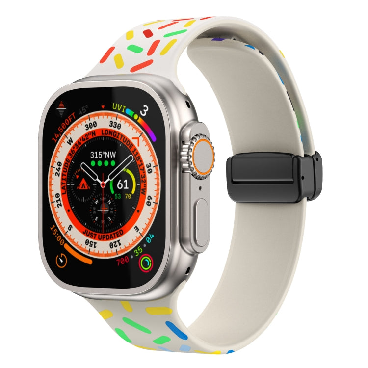 レインボードット シリコン磁気ブラックバックルウォッチバンド、Apple Watch 38mm用