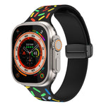 レインボードット シリコン磁気ブラックバックルウォッチバンド、Apple Watch 38mm用