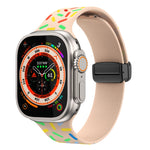 レインボードット シリコン磁気ブラックバックルウォッチバンド、Apple Watch 38mm用