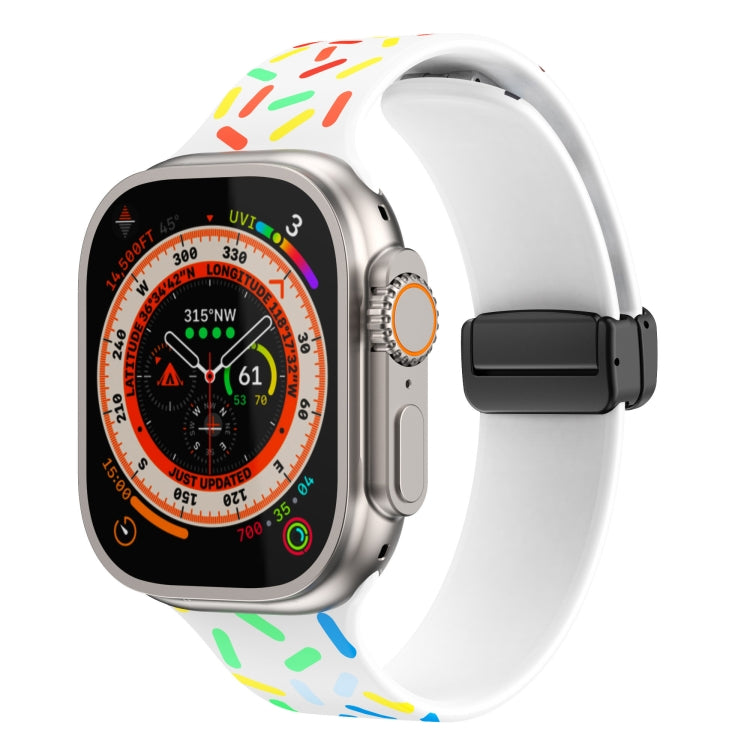 レインボードット シリコン磁気ブラックバックルウォッチバンド、Apple Watch 38mm用