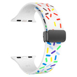 レインボードット シリコン磁気ブラックバックルウォッチバンド、Apple Watch 38mm用