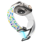 レインボードット シリコン磁気ブラックバックルウォッチバンド、Apple Watch 38mm用