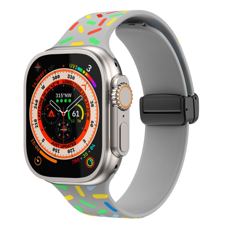 レインボードット シリコン磁気ブラックバックルウォッチバンド、Apple Watch 38mm用