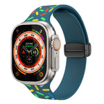 レインボードット シリコン磁気ブラックバックルウォッチバンド、Apple Watch 38mm用
