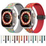 レインボードット シリコン磁気ブラックバックルウォッチバンド、Apple Watch 38mm用