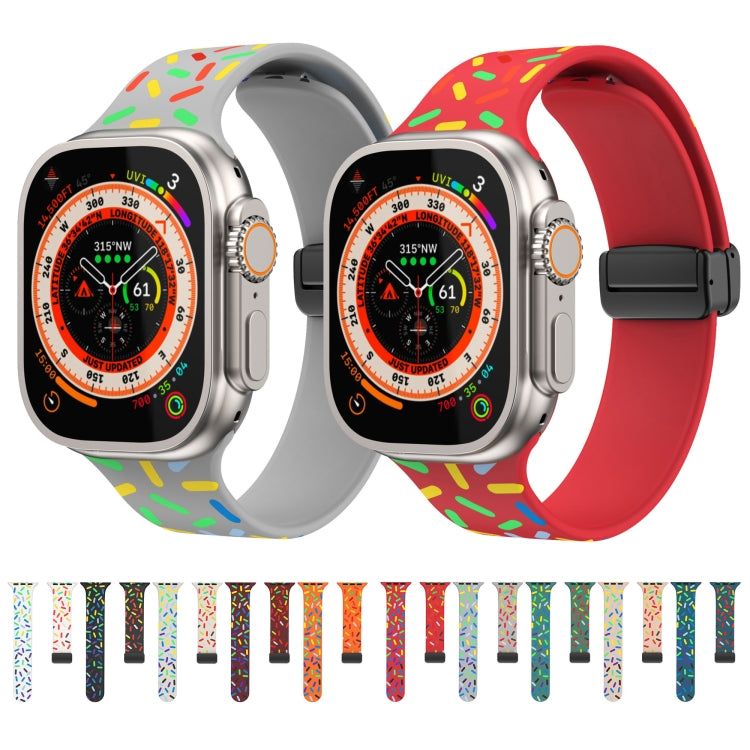 レインボードット シリコン磁気ブラックバックルウォッチバンド、Apple Watch 38mm用