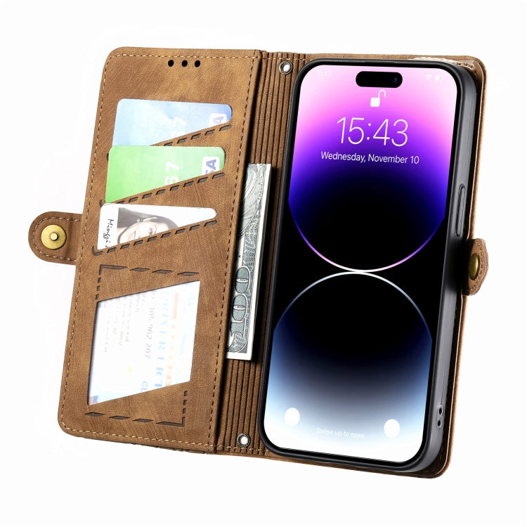 幾何学ジッパー財布サイドバックルレザースマホケース、iPhone 11用、iPhone 11 Pro用、iPhone X / XS用、iPhone XR用、iPhone XS Max用、iPhone 7 Plus / 8 Plus用、iPhone 6 Plus / 6s Plus用、iPhone 6 / 6s用