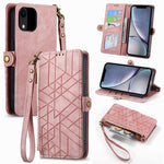 幾何学ジッパー財布サイドバックルレザースマホケース、iPhone 11用、iPhone 11 Pro用、iPhone X / XS用、iPhone XR用、iPhone XS Max用、iPhone 7 Plus / 8 Plus用、iPhone 6 Plus / 6s Plus用、iPhone 6 / 6s用