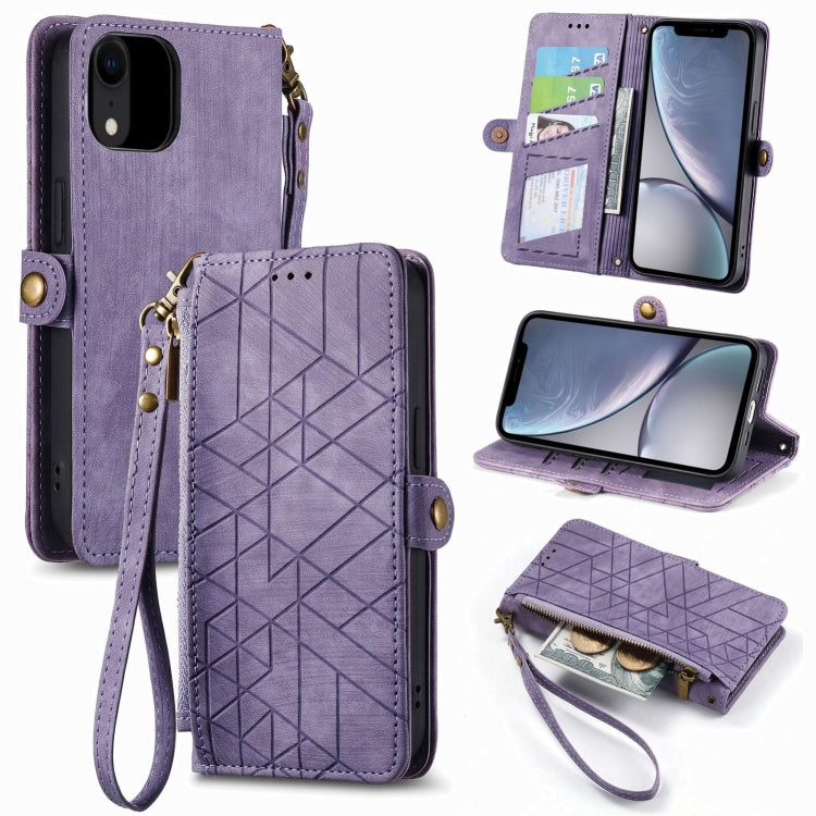 幾何学ジッパー財布サイドバックルレザースマホケース、iPhone 11用、iPhone 11 Pro用、iPhone X / XS用、iPhone XR用、iPhone XS Max用、iPhone 7 Plus / 8 Plus用、iPhone 6 Plus / 6s Plus用、iPhone 6 / 6s用
