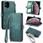 幾何学ジッパー財布サイドバックルレザースマホケース、iPhone 11用、iPhone 11 Pro用、iPhone X / XS用、iPhone XR用、iPhone XS Max用、iPhone 7 Plus / 8 Plus用、iPhone 6 Plus / 6s Plus用、iPhone 6 / 6s用
