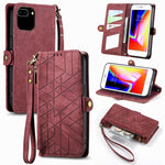 幾何学ジッパー財布サイドバックルレザースマホケース、iPhone 11用、iPhone 11 Pro用、iPhone X / XS用、iPhone XR用、iPhone XS Max用、iPhone 7 Plus / 8 Plus用、iPhone 6 Plus / 6s Plus用、iPhone 6 / 6s用