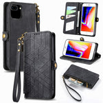 幾何学ジッパー財布サイドバックルレザースマホケース、iPhone 11用、iPhone 11 Pro用、iPhone X / XS用、iPhone XR用、iPhone XS Max用、iPhone 7 Plus / 8 Plus用、iPhone 6 Plus / 6s Plus用、iPhone 6 / 6s用