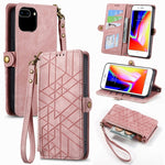 幾何学ジッパー財布サイドバックルレザースマホケース、iPhone 11用、iPhone 11 Pro用、iPhone X / XS用、iPhone XR用、iPhone XS Max用、iPhone 7 Plus / 8 Plus用、iPhone 6 Plus / 6s Plus用、iPhone 6 / 6s用
