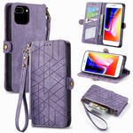 幾何学ジッパー財布サイドバックルレザースマホケース、iPhone 11用、iPhone 11 Pro用、iPhone X / XS用、iPhone XR用、iPhone XS Max用、iPhone 7 Plus / 8 Plus用、iPhone 6 Plus / 6s Plus用、iPhone 6 / 6s用