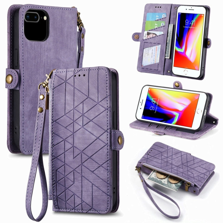 幾何学ジッパー財布サイドバックルレザースマホケース、iPhone 11用、iPhone 11 Pro用、iPhone X / XS用、iPhone XR用、iPhone XS Max用、iPhone 7 Plus / 8 Plus用、iPhone 6 Plus / 6s Plus用、iPhone 6 / 6s用